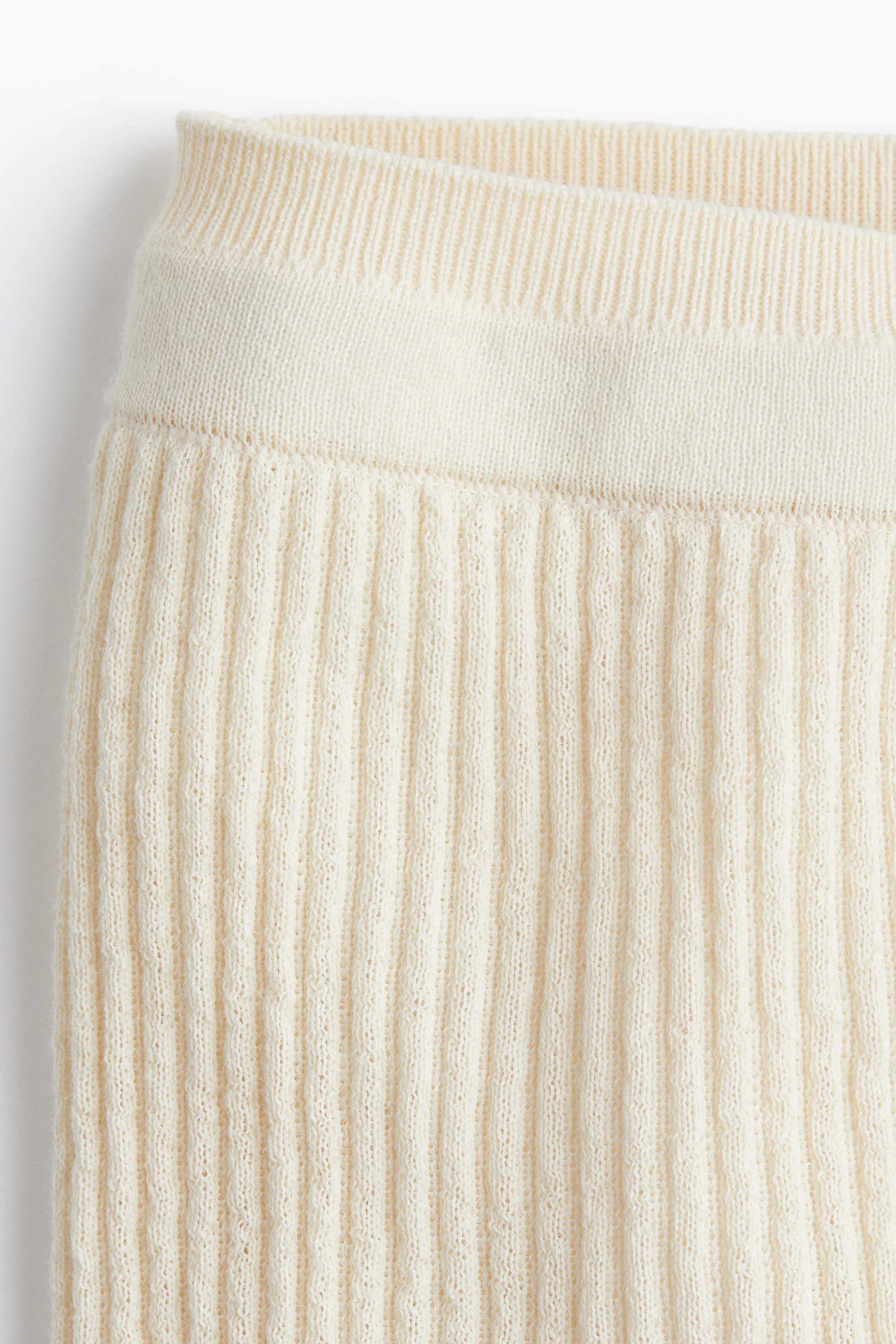 Short en maille côtelée de lin mélangé - Jaune pâle