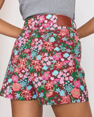 Short Triomphe imprimé Liberty rose et bordeaux — photo 4