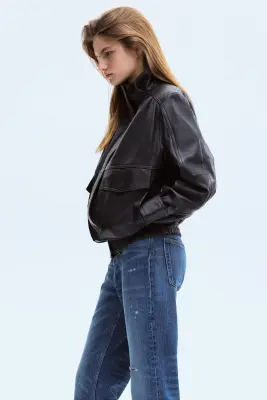 Straight High Waist Ankle Jeans - Bleu denim — photo 3