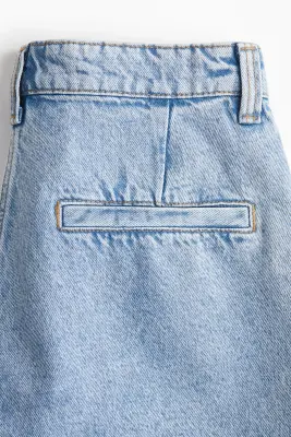 Short plissé en denim - Bleu denim clair — photo 2