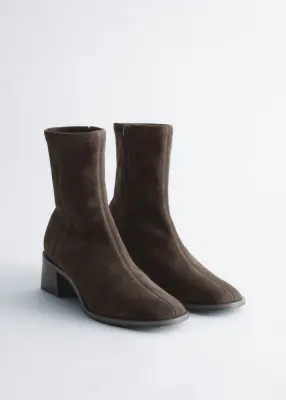 Bottines-chaussettes en cuir - Marron foncé — photo 2