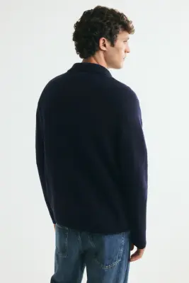 Polo Regular Fit en maille - Bleu marine — photo 3