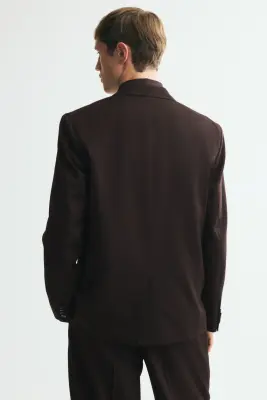 Veste Relaxed Fit en laine mélangée - Marron foncé — photo 3