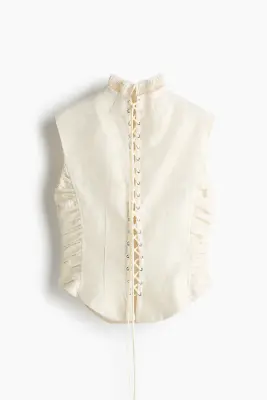 Top corset avec laçage - Crème — photo 4