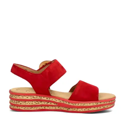 Sandales Gabor 64.550.15 Rouge - Cuir Bout Ouvert Velcro Grande Pointure Femme — photo 3