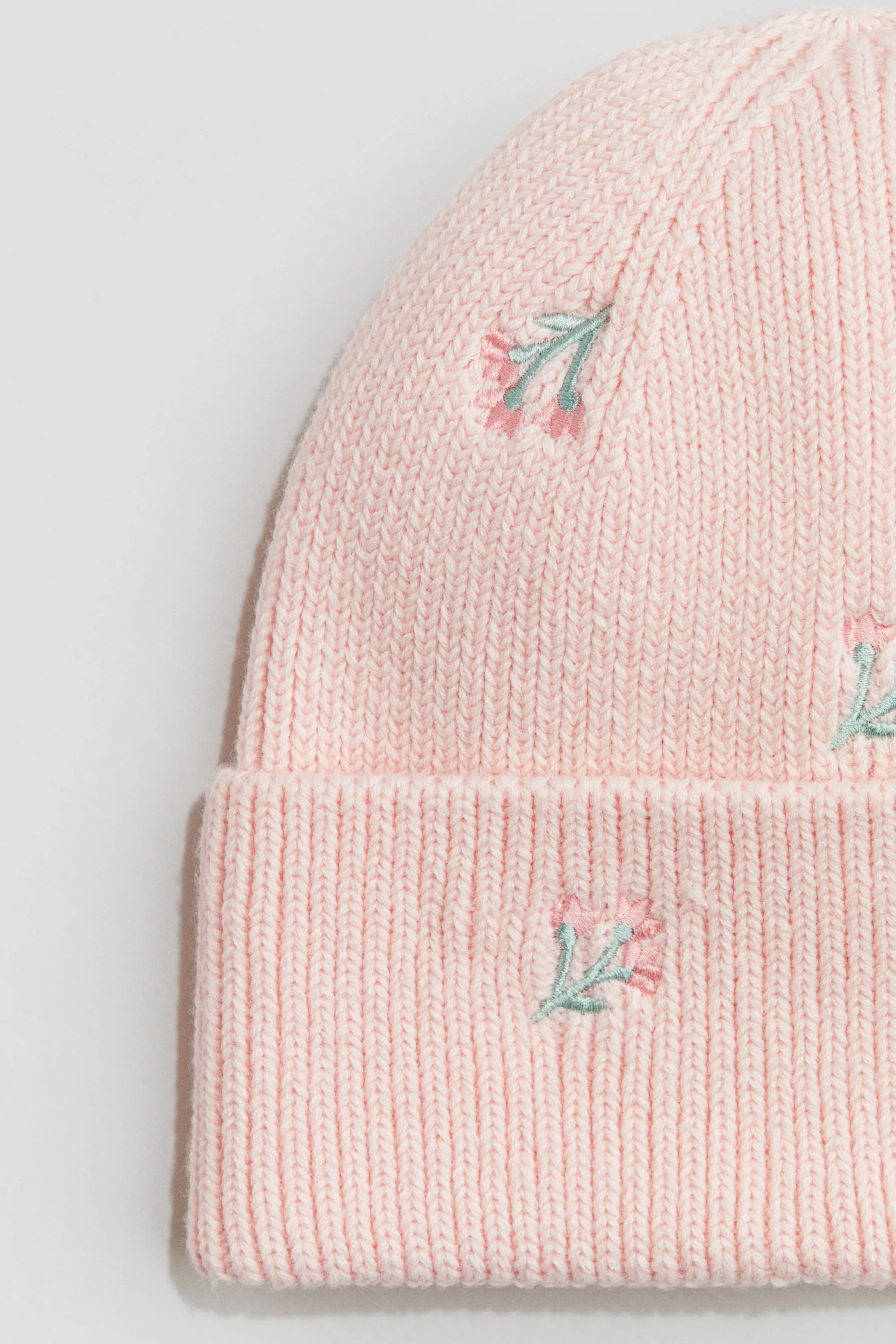 Bonnet avec détails brodés - Rose clair/fleuri