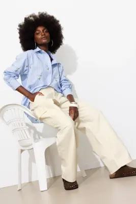 Pantalon cargo en toile Femme — photo 2