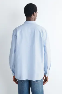 CHEMISE OXFORD EN COTON - BLEU CIEL — photo 4