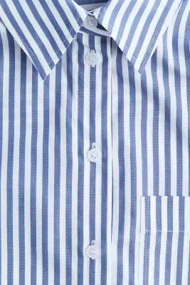 Chemise courte en popeline - Bleu/rayé — photo 2