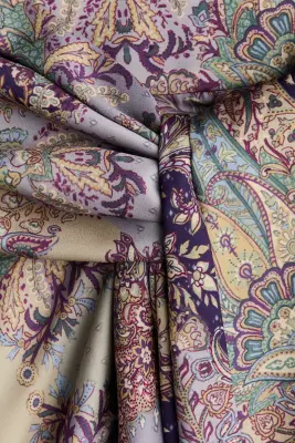 Jupe trapèze à panneau drapé - Violet/motif cachemire — photo 4