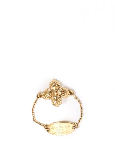 Bague BLOOMING fine chaîne et fleurs en métal doré avec pochon