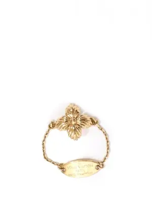 Bague BLOOMING fine chaîne et fleurs en métal doré avec pochon — photo 1