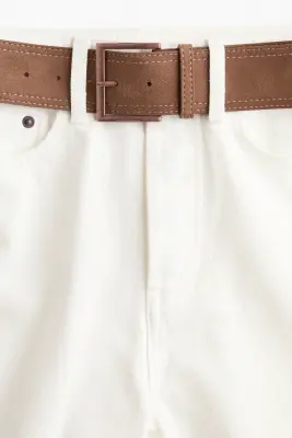 Short Bermuda en denim avec ceinture - Crème — photo 5
