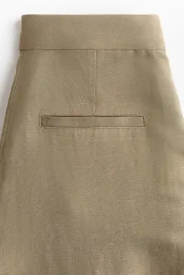 Pantalon barrel en lin mélangé - Vert kaki — photo 2
