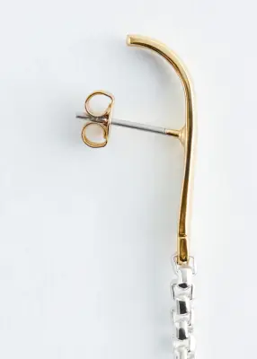 Boucles d’oreilles style bagues à chaîne longue - Doré/Argenté — photo 2