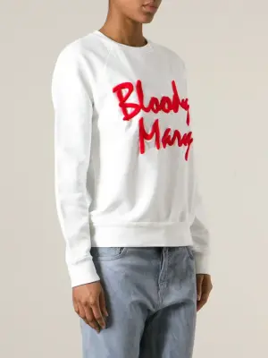 Sweatshirt BLOODY MARY blanc brodé rouge NEUF Prix boutique $268 Taille 34 — photo 4