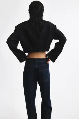 Blazer court avec détail à nouer - Noir — photo 3