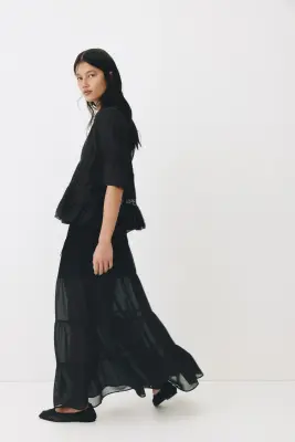 Jupe maxi à étages - Noir — photo 3