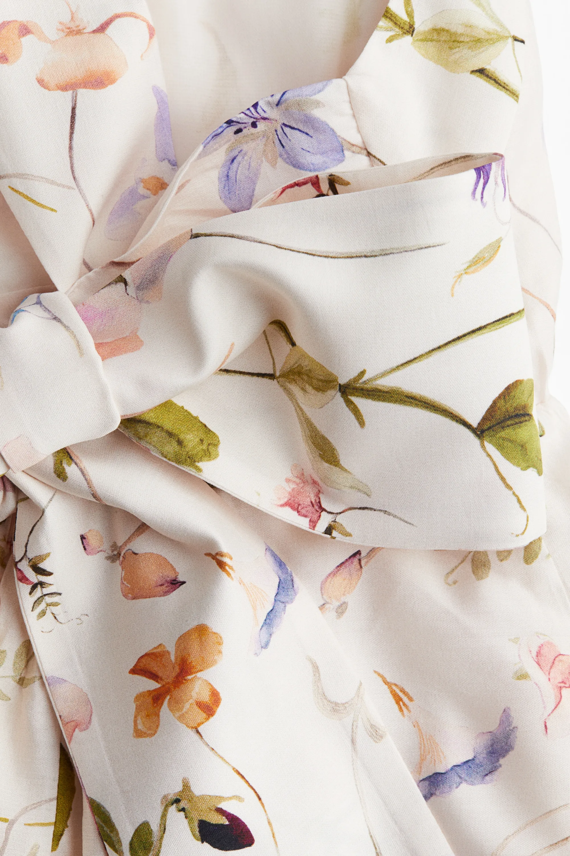 MAMA Robe longue avec nœud dans le dos - Crème/fleuri