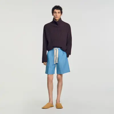 Short en coton effet délavé