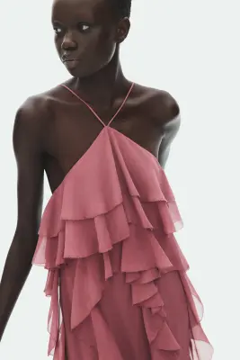 Robe volantée en mousseline - Rose ancien foncé — photo 2