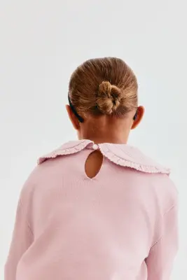 Pull à col Claudine - Rose ancien clair/fleurs — photo 3