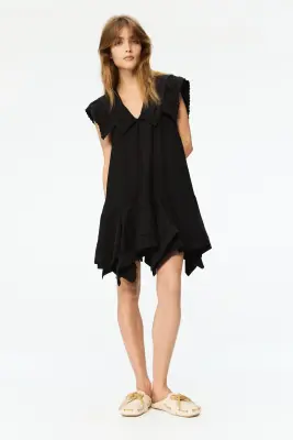 Robe à col marin avec broderie anglaise - Noir — photo 1