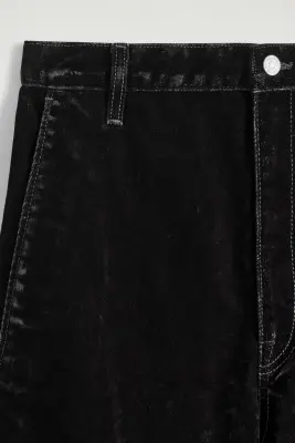 PANTALON BARREL EN DENIM FLOQUÉ - NOIR — photo 4