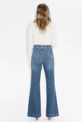 Flared High Jeans - Bleu denim — photo 3
