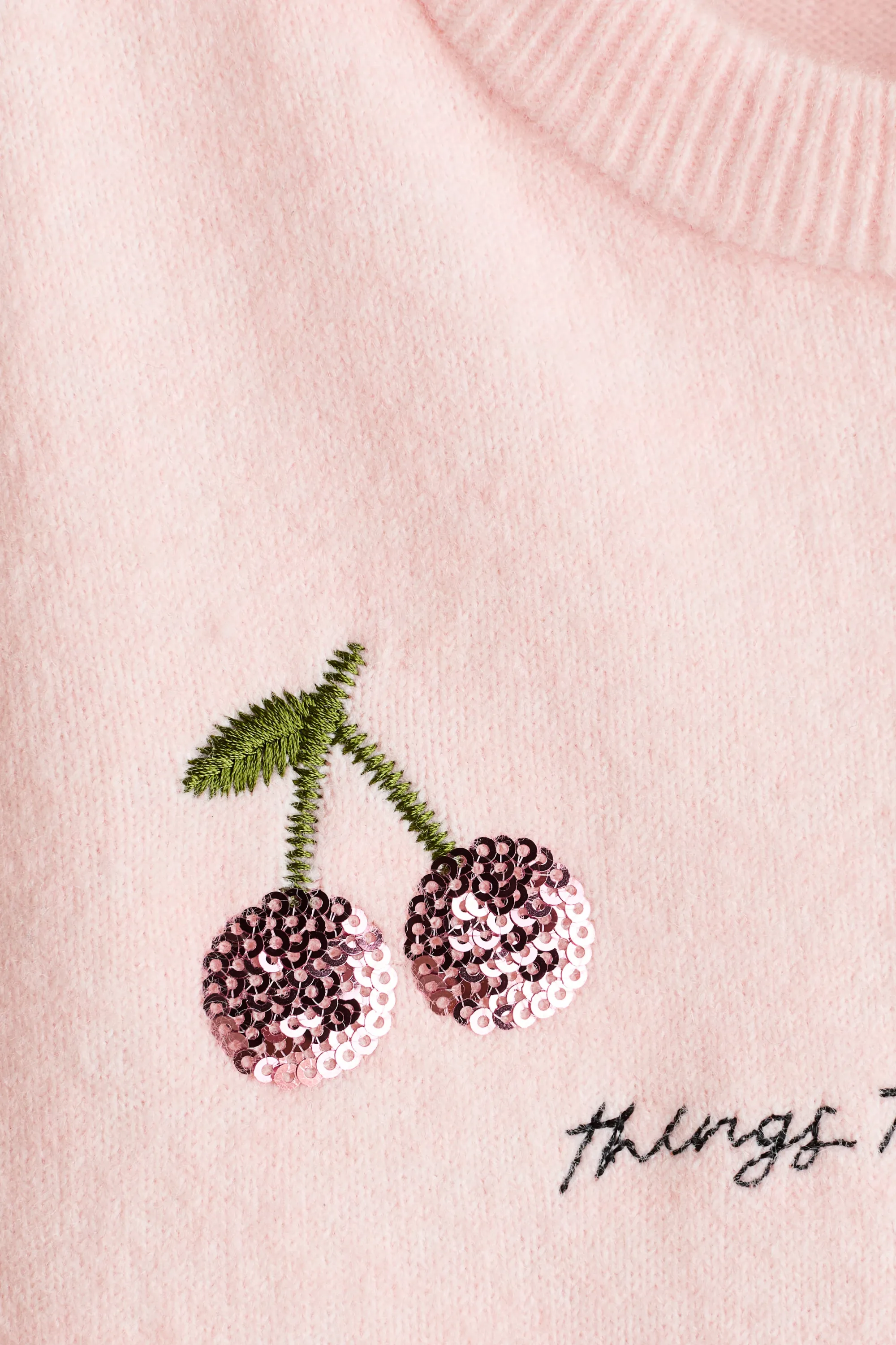Pull avec motif - Rose poudré/cerises