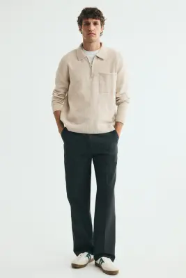 Polo Regular Fit en maille - Beige clair chiné — photo 1