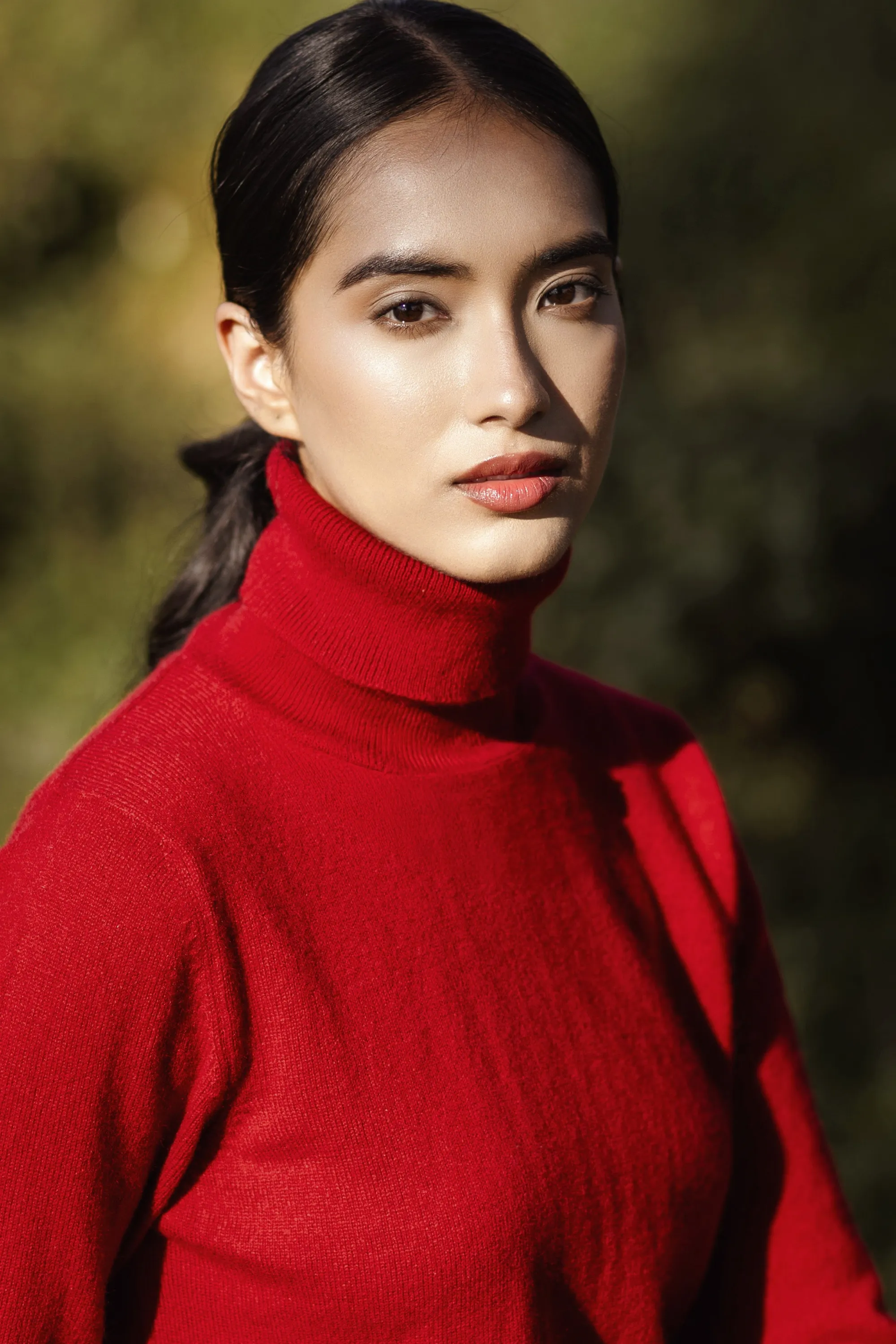 Col roulé femme en pashmina - rouge coquelicot