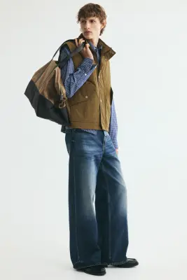 Veste sans manches à col droit - Vert kaki foncé — photo 2