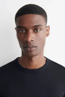 T-SHIRT SLIM EN COTON CÔTELÉ - BLEU MARINE — photo 3