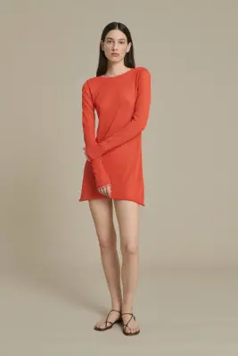 ROBE IRENE MINI ROUGE ORANGÉ — photo 1