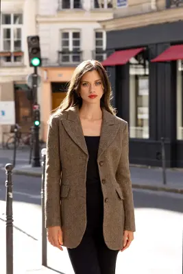 Victoire Blazer Coat - Brown fishbone — photo 5