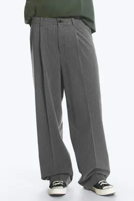Pantalon de tailleur ample Uno - Gris foncé rayé — photo 2