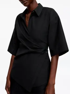 Chemise cache-cœur en coton - Noir — photo 3