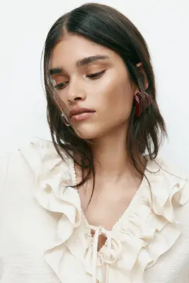 Robe volantée en crêpe - Beige clair — photo 2