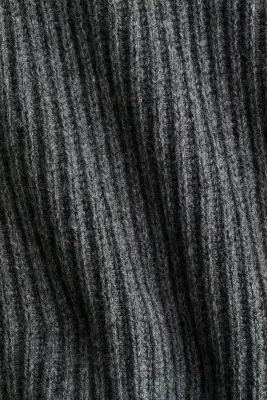 Pull en maille côtelée de laine mélangée - Gris foncé — photo 3