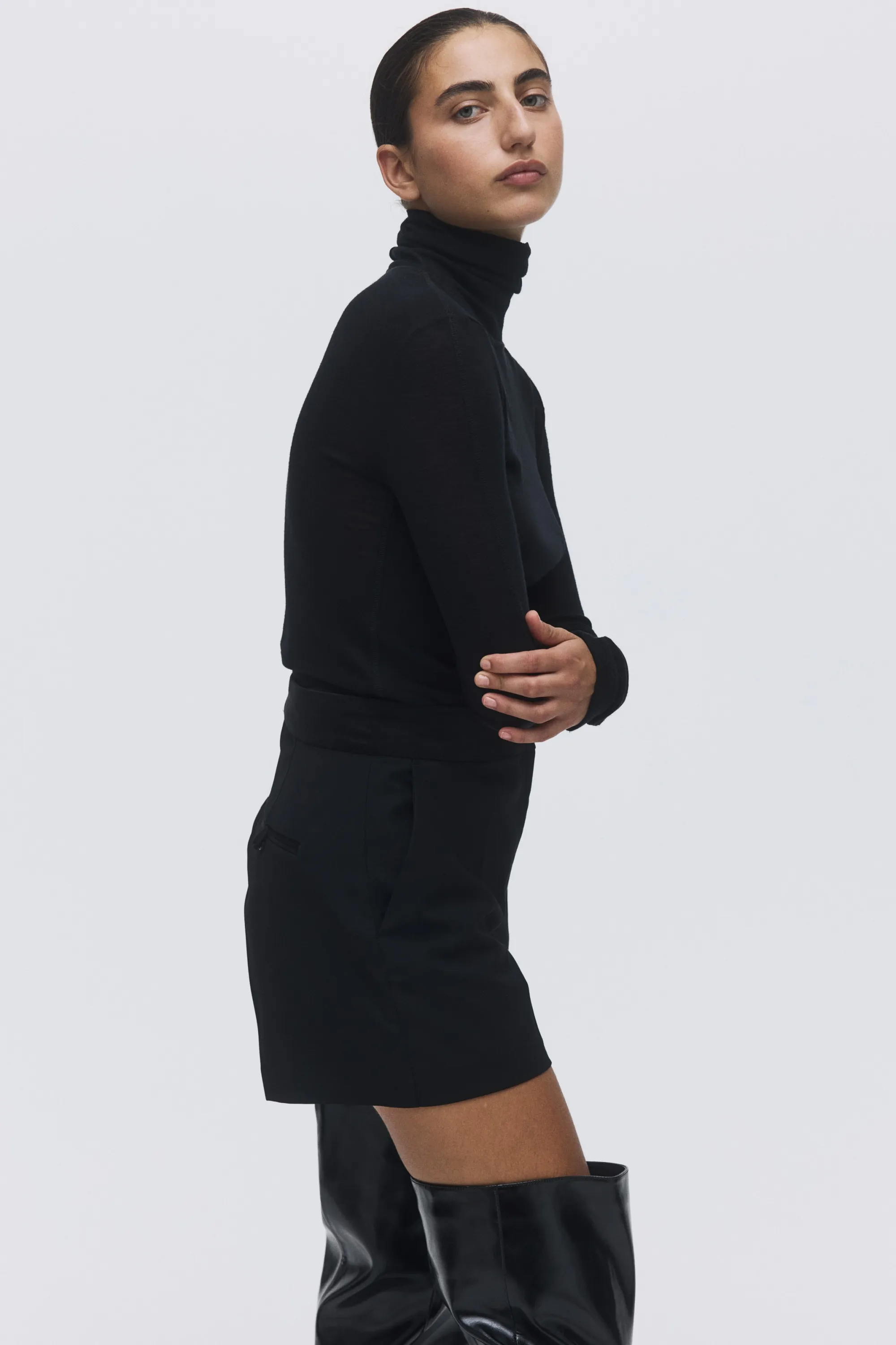 Short de tailleur avec taille haute - Noir