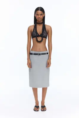 Jupe crayon en laine - Gris clair chiné — photo 2
