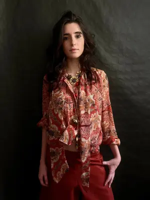 Chemise cravate en soie rousse — photo 1