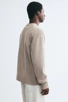 Pull Regular Fit en laine - Taupe — photo 3