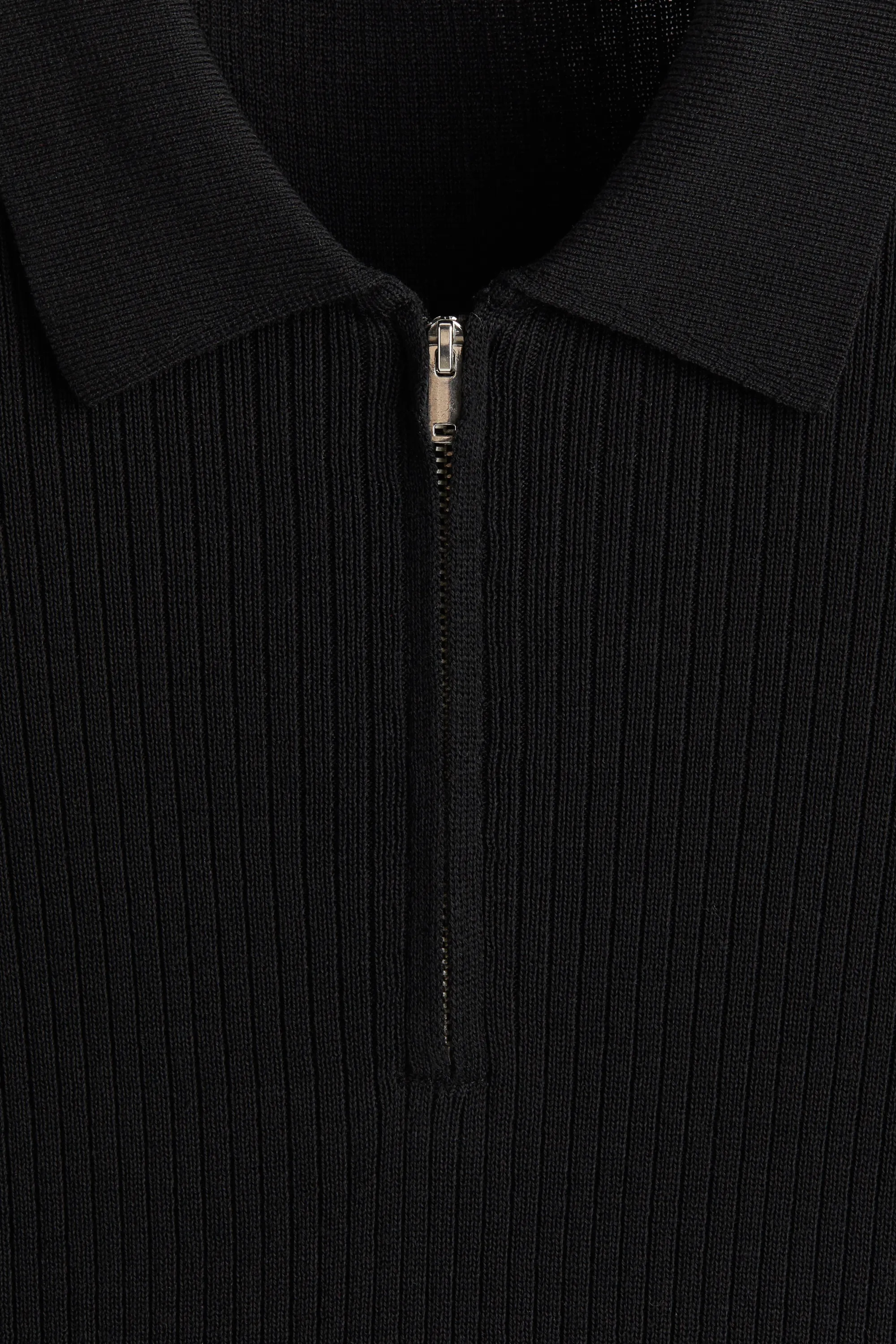 Polo Slim Fit avec col zippé - Noir