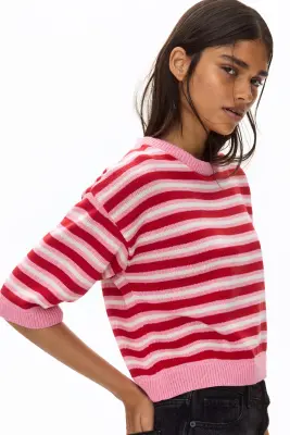 T-shirt en maille - Rose/rayé — photo 2