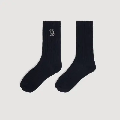 Chaussettes côtelées à logo 