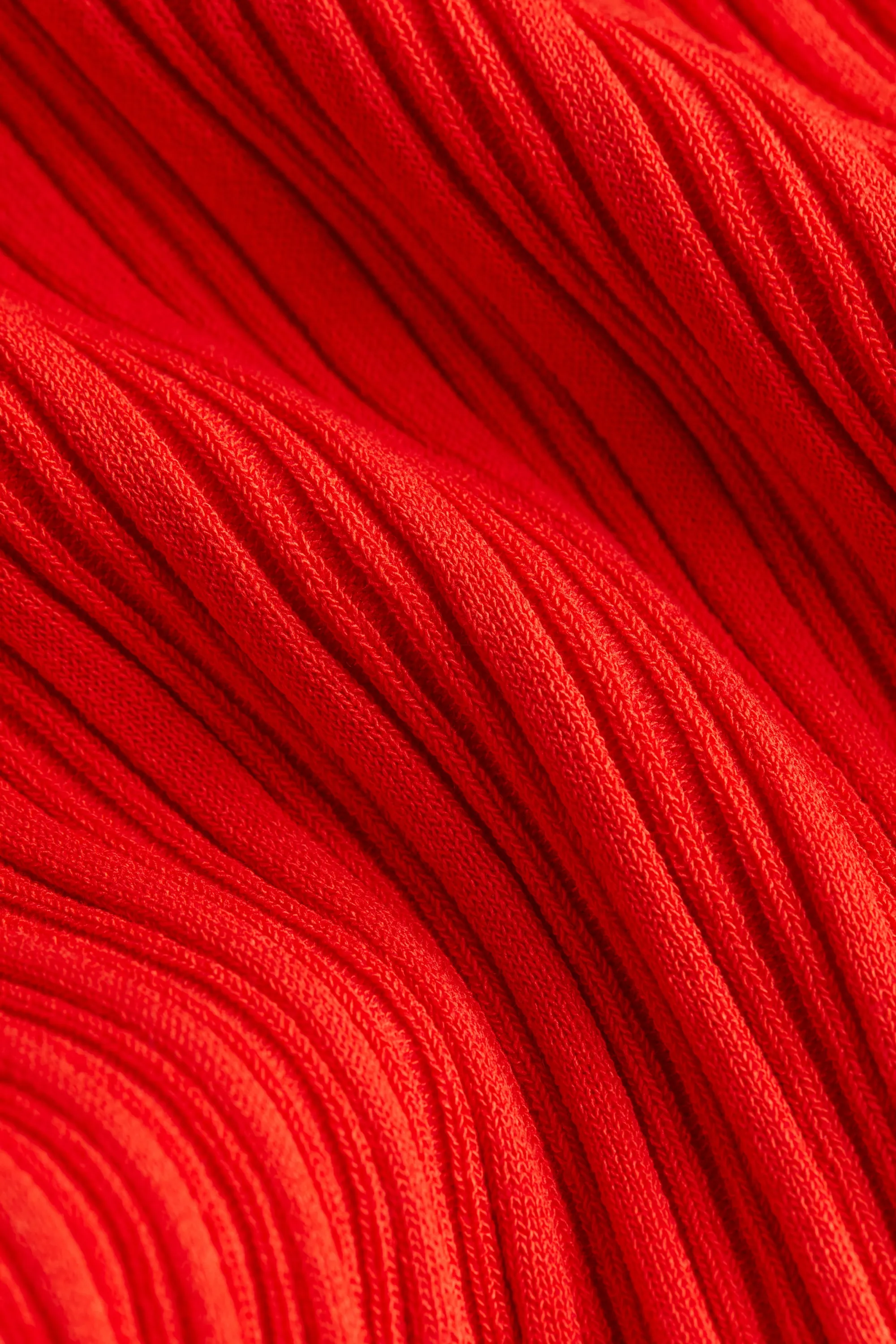 Top en maille côtelée - Rouge vif