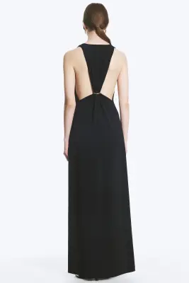 Robe longue froncée - Noir — photo 3
