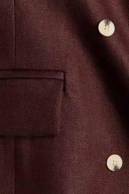 Blazer en lin à fermeture croisée - Marron foncé — photo 3